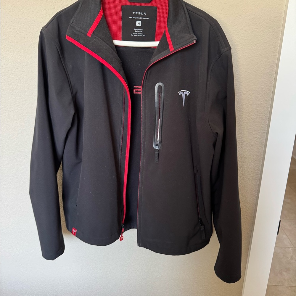 Tesla Men's Performance Jacket in Black with Red Highlights
